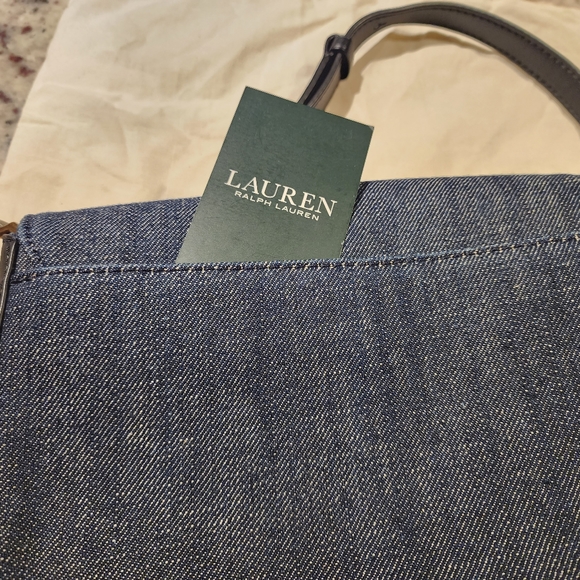 NWOT LAUREN Ralph Lauren Millbrook Denim Chain Crossbody Bag Navy - Picture 12 of 16